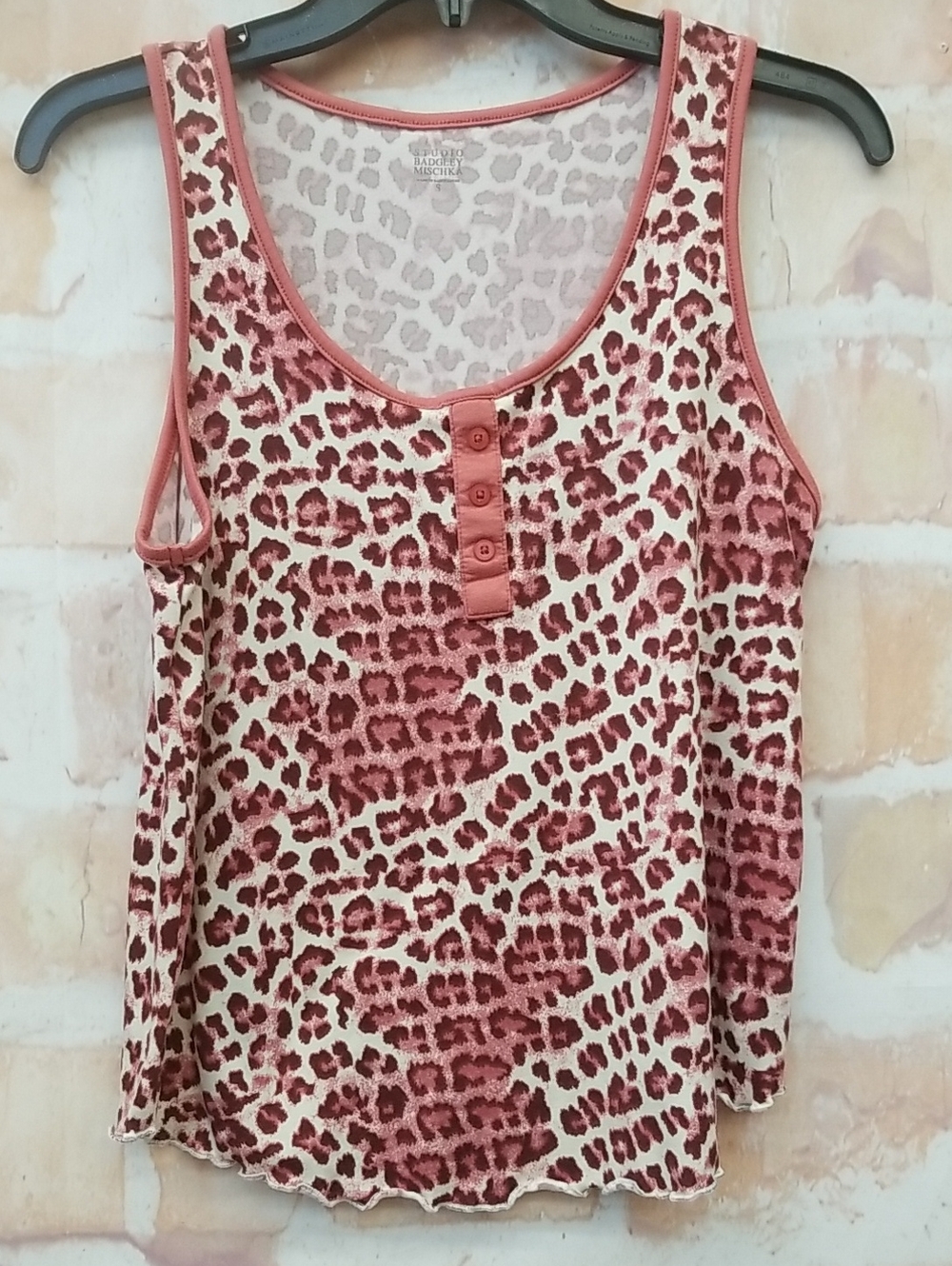 Studio Badgley Mischka Women's Rose Leopard Print Tank Top with Button Front